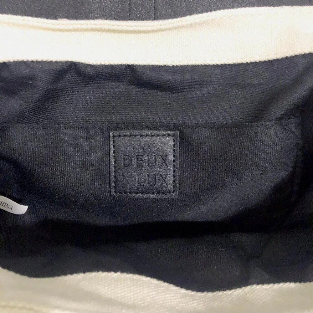 NWOT Deux Lux Black PU Leather White Canvas Backpack